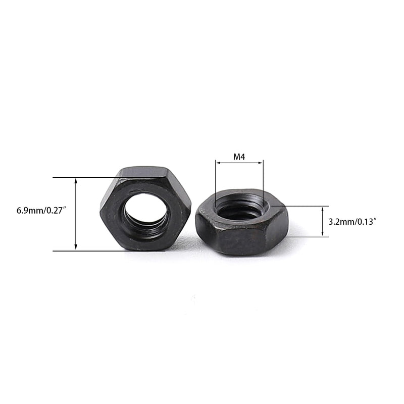 [Australia - AusPower] - M4 Carbon Steel Grade 8 Hexagon Hex Nut Black Carbon Steel 100pcs 
