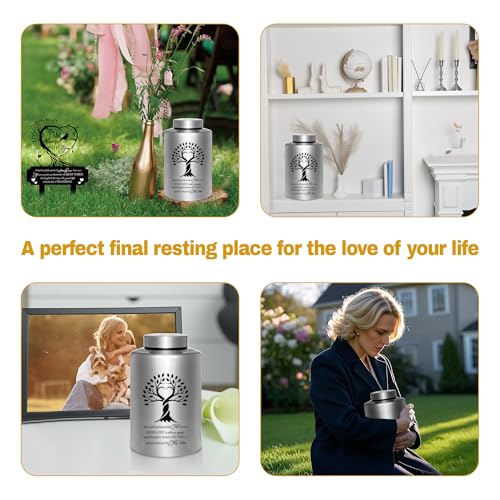 Gredstar Tree of Life Adult Cremation Urn for Human Ashes - Large Memorial Urn with Black Velvet Bag, Funeral Decorative Ashes Holder for Burial or Keepsake,Always By My Side Always By My Side