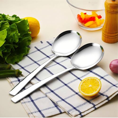 Extra Large Serving Spoons Set of 4-Piece, 11.7-Inch Silver Serving Spoon 18/8 Stainless Steel Serving Utensils for Buffet, Parties, Catering, Banquet - Dishwasher Safe (4-Pack, Silver) 4-Pack, 11.7"