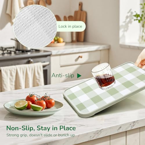 Green Gingham Shelf Drawer Liners Non-Adhesive 17.5In x 20FT Green 17.5"W x 236.2"L