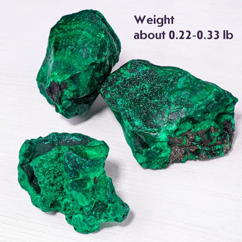 Apengshi Natural Malachite Crystal Stone 0.22-0.33lb Raw Malachite Stone Irregular Rough Malachite Mineral Specimen Original Shape Healing Crystal Gem Worry Relief Stress with Gift Box 0.22-0.33 Pound