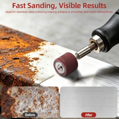 Sanding Sleeves Set, 144 Pieces Sanding Sleeves Nail Cutter with 12 Pieces Sanding Rollers and 132 Pieces 120 Grit Piece Sanding Bands, Sanding Attachments for Dremel Rotary Tool, Manicure