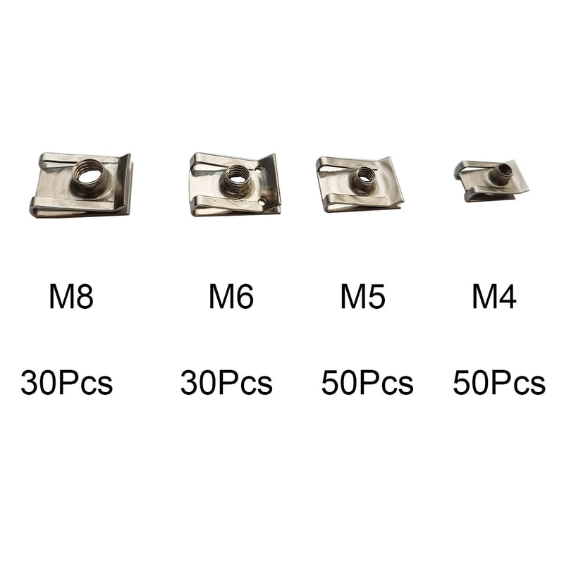 [Australia - AusPower] - M4 M5 M6 M8 Stainless Steel Chimney Nuts U Nuts Spire Clips Nuts Speed Clips Clip on Nuts 160Pcs 