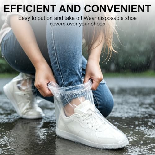 20 Pairs Waterproof Shoe Covers (10 Long + 10 Shorts), Reusable Rain Protectors for Shoes and Boots, Non-Slip Transparent Overshoes with Elastic Band, One Size Universal