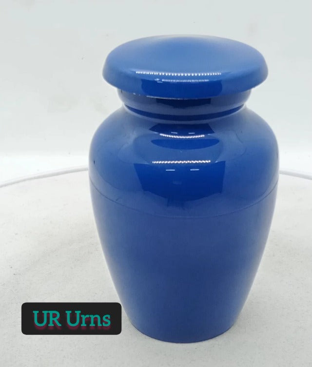 Keepsake Urn - Howling Wolf with Moon Keepsake Cremation Urn for Human Ashes - Blue Metal - 3 cu.in