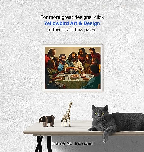 African Americans Black Jesus Poster - spiritual Religious African American Wall Art - The Last Supper Wall Decor - Jesus Wall Art & Decor - Christ - Christian Gifts - Inspirational God Decor 8"L x 10"W