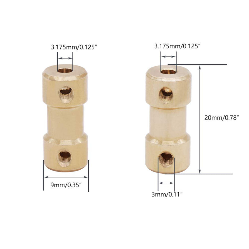 Twidec/4Pcs 3.17mm-3.17mm Brass Flexible Shaft Coupler for RC Airplane Boat Motor Transmission Connector Coupler-GLD-3.17-3.17 3.175mm-3.175mm