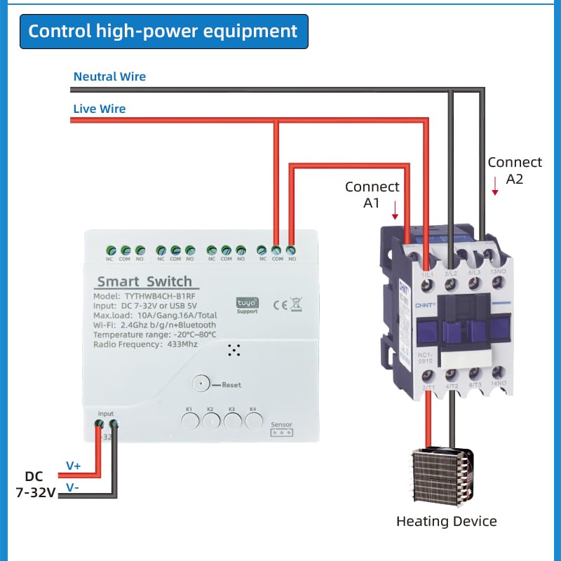 [Australia - AusPower] - Tuya app WiFi Temperature Sensor Controller,Phone Monitor and Control Temperature Anywhere,4 Channel 110v 10A Dry Contact Relay Switch,Compatible with Alexa Google Home 