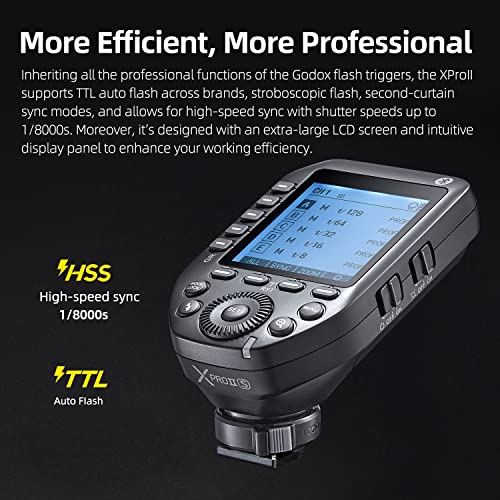 Godox XProII-F TTL Wireless Flash Trigger 1/8000s HSS, TCM Instantaneous Switching, APP Control, 16 Groups 32 Channels, Large LCD Display, Stable Signal, Responsive, Suitable for Fujifilm Cameras