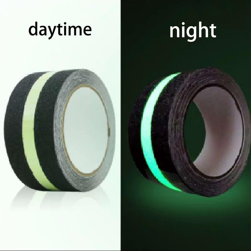 Anti Slip Tape with Glow in the Dark Strips,reflective gripper Tape for Stairs,Non Slip Stair Treads,Waterproof adhesive friction rubber grip,anti skid safety tape for steps,skateboards.(2in x 16.4Ft)