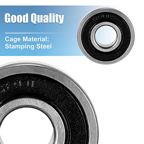 sourcing map 6201-2RS Ball Bearing 12mm x 32mm x 10mm Double Sealed 180201