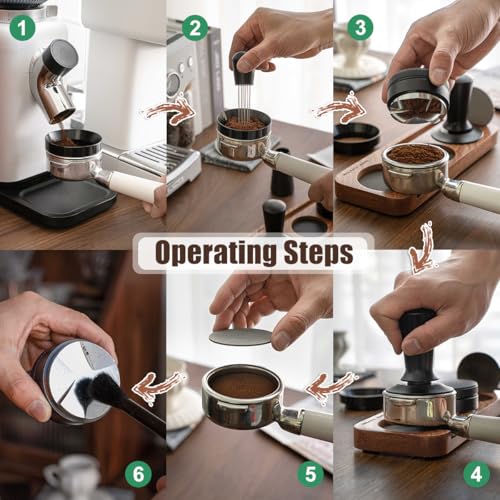 7 PCS Espresso Accessories Kit, Espresso Tamping Station, Coffee Tamper, Coffee Distributor, WDT Tool, Puck Screen, Dosing Funnel, Cleaning Brush, Barista Tools Set (53mm) 53mm