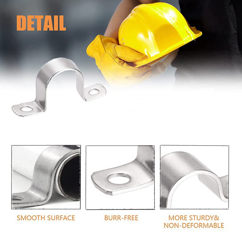 AKIHISA 5 Pcs 4-1/2 Inch Heavy Duty Pipe Strap,2 Hole U-Tube Strap Clamp,Stainless Steel-304 Rigid U-Bracket Pipe Strap,Wire Pipe Cable Clips Fastener (ID 114mm) 4.5in/114mm 5Pack