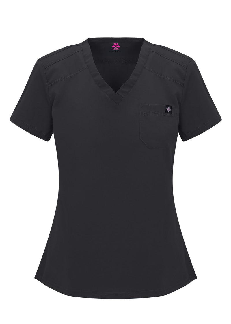 [Australia - AusPower] - Natural Uniforms Womens Cool Stretch Modern Tuck-In Top Yoga Jogger Scrub Set with Regular and Petite Sizes Black Small 