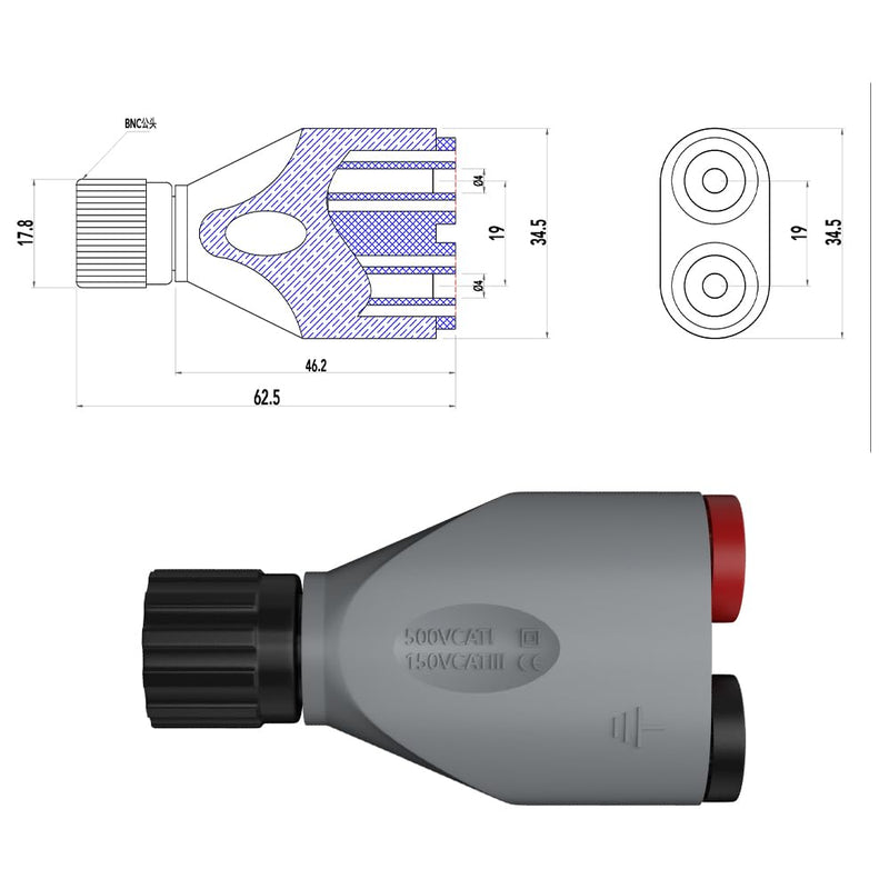 [Australia - AusPower] - BNC Male Plug to Banana Socket Oscilloscope Accessory Set, Test Lead Kit(7pcs) 