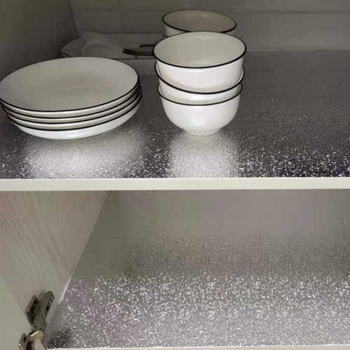 24"x197" Kitchen Wallpaper Oil Proof Sticker Silver Metallic Contact Paper 24" x 197"