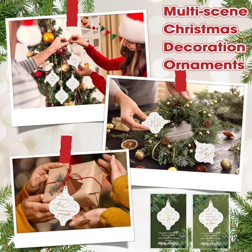 Sieral 12 Sets Christian Ceramic Christmas Ornaments with Bible Verse Cards
