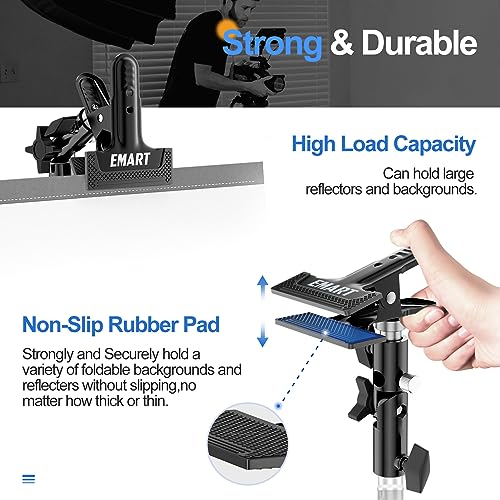 EMART Photography Reflector Holder, Photo Video Studio 5/8" Heavy Duty Metal Clamp Attachment, Light Stand Clip Mount with Umbrella Hole for Backdrop, Diffuser, Lighting (Pack of 3) 3 Pack