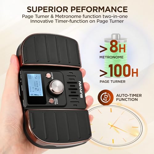 SUNYIN Wireless Page Turner & Metronome Music Foot Switch Pedal for iPad,Tablets,Phone