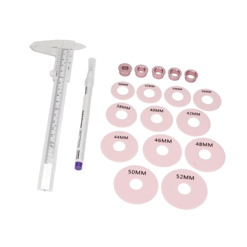[Australia - AusPower] - 3D Areola Measurements Set, Vernier Caliper 12pcs Silicone Rings Marking Pen 3D Areola Scale Ruler Caliper Measuring Tool 