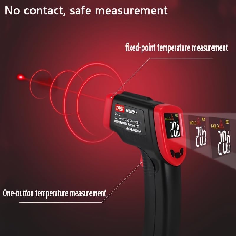 [Australia - AusPower] - Infrared Thermometer, Digital Laser Temperature Meter -37°F~1022°F (-32°C~550°C) IR Temperature Gun (Not for Humans) Ideal for Cooking, Frying, Kitchen, Barbecue, Meat, Sugar, Freezer Red-32°C~550°C 