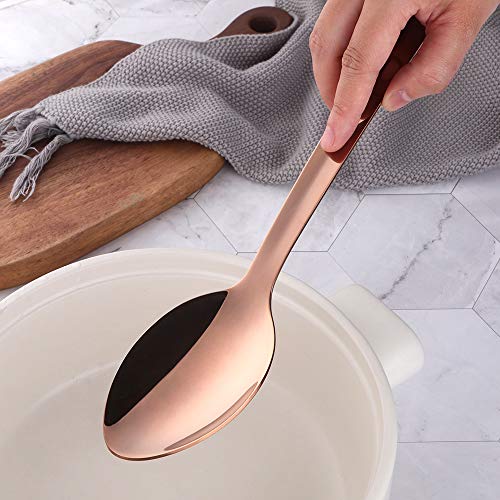 Stainless Steel Serving Spoon Sets,6PCS 13inch Kitchen Kitchenware Long Handle Cooking Utensil, Kitchen Serving Tablespoons（Rose Gold） 6PCS Rose Gold