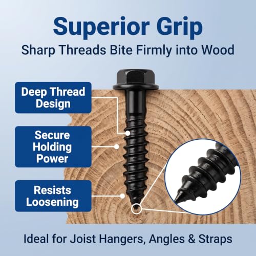 Lakapre black #10 x 1-1/2-inch connector screws for joist hangers and structural wood fastening