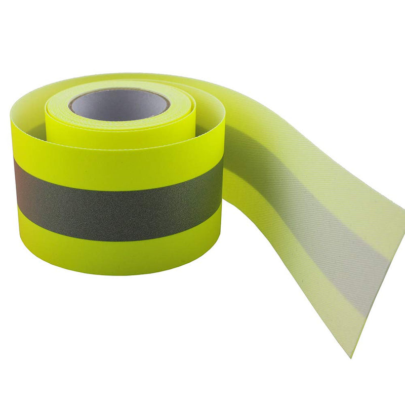 JINBING 2" x 10' High Visibility Fluorescent Yellow Reflective Flame Fire Retardant FR Fabric Tape Sew On
