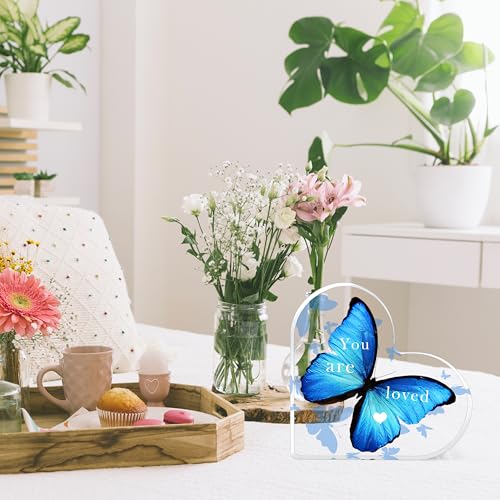 Butterfly Gifts for Women Butterflies Inspirational Desk Decor Acrylic Heart Shaped Keepsake Tables Centerpiece Appreciation Gift Best Birthday Christmas Gifts Idea Thank You Gift You Are Loved Gifts You Are Loved-Right