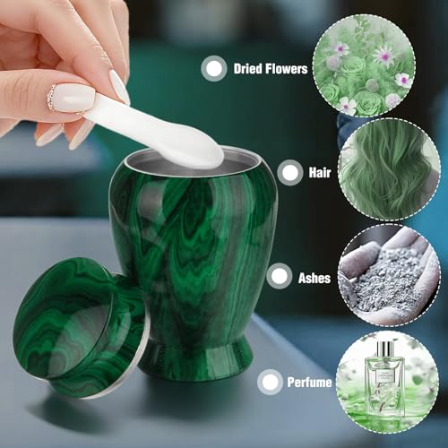 Abooxiu Small Urns for Human Ashes Keepsake 2.85 Inches Mini Urns for Ashes Memorial Small Cremation Urn Ash Keepsake Urns Mini Funeral Burial Decorative Urn for Adult Males Females Pets Malachite Green