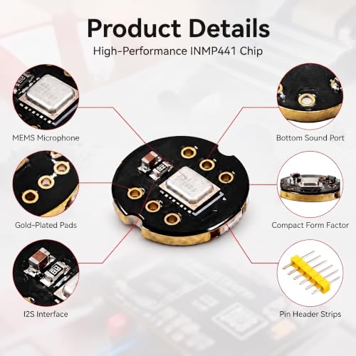 Inmp441 Omnidirectional Microphone Module 24-bit i2s Pack of 3 | Digital audio sound sensor module with resolution, high sensitivity, compatible with ESP32 and embedded systems