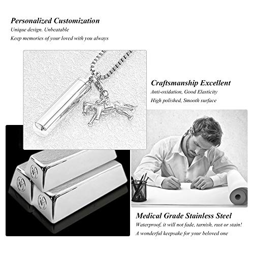 XSMZB Cremation Jewelry Tube Cylinder Urn Necklace for Ashes Memorial Urn Pendant Ashes Keepsake Cremation Jewelry for Ashes for Men Women Necklace-Horse