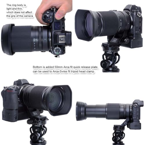 iShoot Tripod Mount Ring Lens Collar Compatible with Nikon Nikkor Z 70-180mm F2.8 & Z 28-400mm F4-8 VR, Support Vertical Shoot, Quick Release Plate Bracket for Arca-Swiss Fit Head Clamp Stabilizer