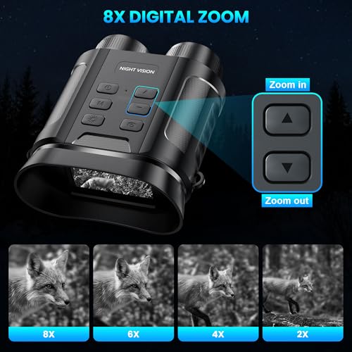 Birthday Gifts & Night Vision Goggles - Upgraded High Powered 4K Infrared Binoculars - 10X Optical & 8X Digital Zoom/Rechargeable/32GB Card/Flashlight, Camping Exploration Gift for Men Dad Husband Bright Black