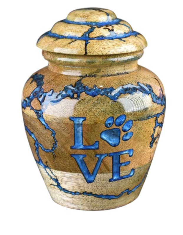 Cremation Urn for Pets Ashes Adult - Wooden and Resin Urns for Dog Ashes Box for Cats - Decorative Urns - Burial and Funeral Box (Small - 20 lbs) Small - 20 lbs