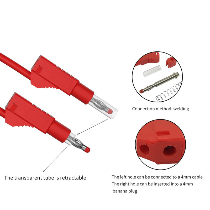 [Australia - AusPower] - 5pcs 4mm Retractable Banana Plug Stackable Test Leads Cable 100cm/3.3ft, Safety Test Line for Multi-Meter Jumper Wire J.70022 B 