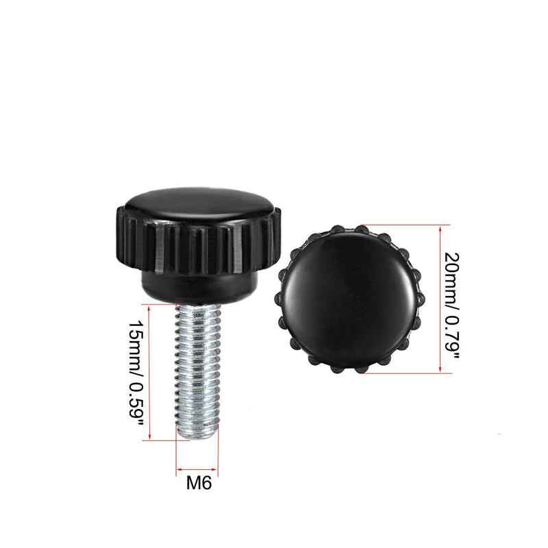 [Australia - AusPower] - uxcell M6 x 15mm Metric Male Thread Knurled Clamping Knobs Grip Thumb Screw on Type Plastic Threaded Hand Bolt Knobs Black 4 Pcs M6 x 15 