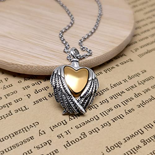 Angel Wing Cremation Necklace for Ashes Rose Gold Heart Urn Pendant Ashes Holder Memorial Jewelry Mom