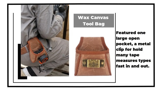 TOURBON tool belt holster screw work pouch with tape measure clip, brown leather construction