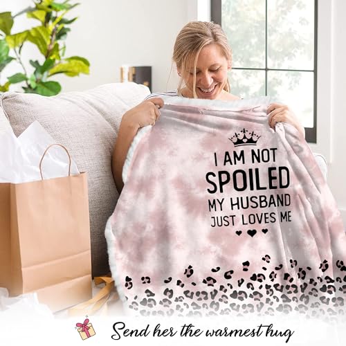 Spoiled Wife Fleece Wearable Blanket Hoodie - Mothers Day Gifts for Wife from Husband - Birthday Wife Gift Ideas