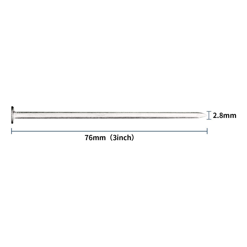 [Australia - AusPower] - 60pcs Hardware Nails, 3 Inches Nickel Plated Hanging Nails, Wall Nails for Hanging, Wood Nails, Long Nails (3 in) 3 In 60 