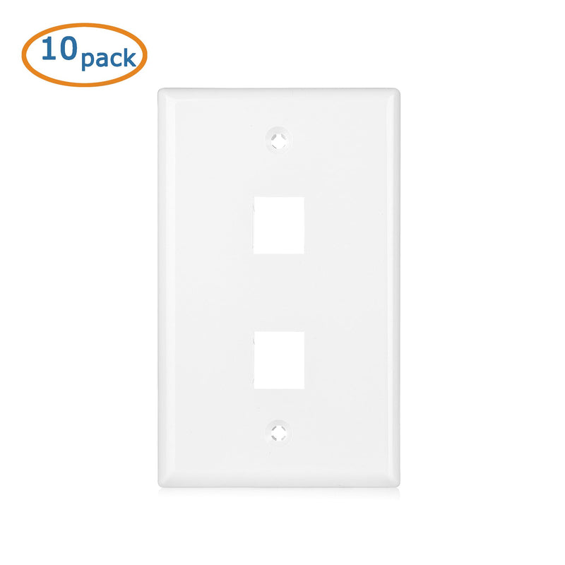 [Australia - AusPower] - Cable Matters 10-Pack Low Profile 2-Port Keystone Jack Wall Plate, RJ45 Wall Plate for Keystone Jacks in White 