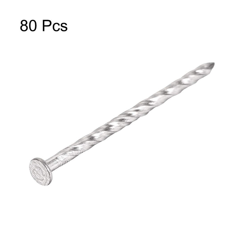 [Australia - AusPower] - uxcell Spiral Deck Nails Stainless Steel Nail Spiral Shank 62mmx3mm(LxD), 80 Pcs 