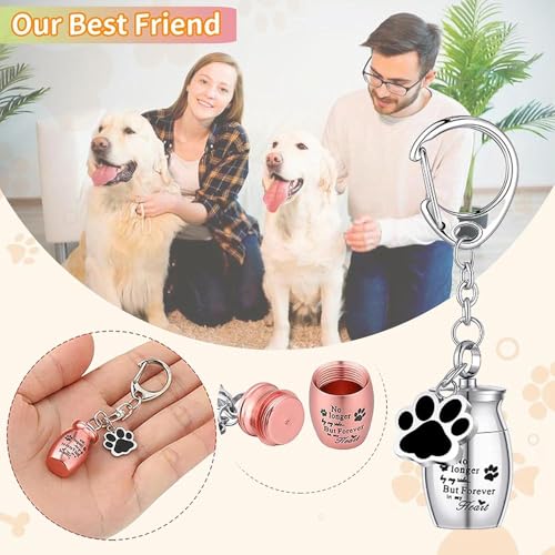Dog Urns for Ashes Pet Urns Keychain Ashes Keepsake Jewellery for Dog Pet Cat Urns with Drawstring Bag Stainless Steel Small Mini Ashes Urns for Cremation Memorial Jewelry Pend Rose Gold