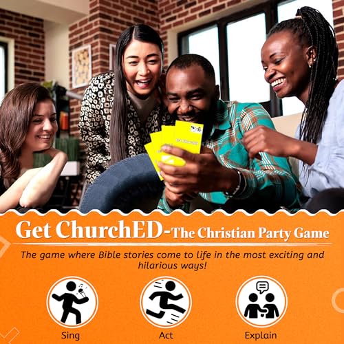 Kulture Games Get ChurchED - The Christian Party Game (Sing, Act/Charades, Explain) - Christian Gifts - Bible Trivia Game - Charades Games for Family & Youth Groups - Christian Cards – Bible Quiz