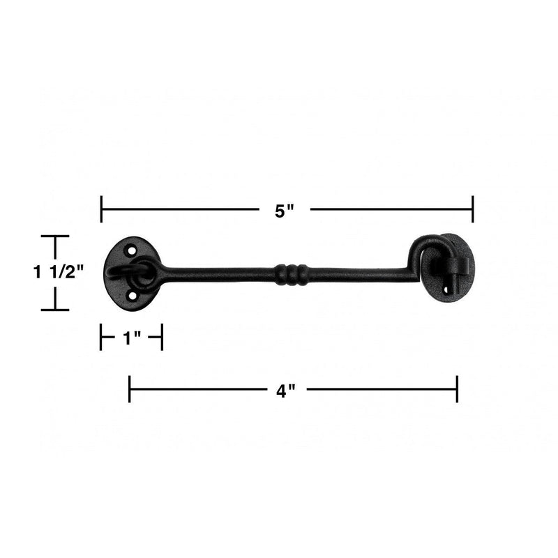 Renovators Supply Manufacturing Door Latch Lock 5 in. Wrought Iron Hook and Eye Latch for Door in Oil Rubbed Bronze Finish with Mounting Hardware Pack of 3