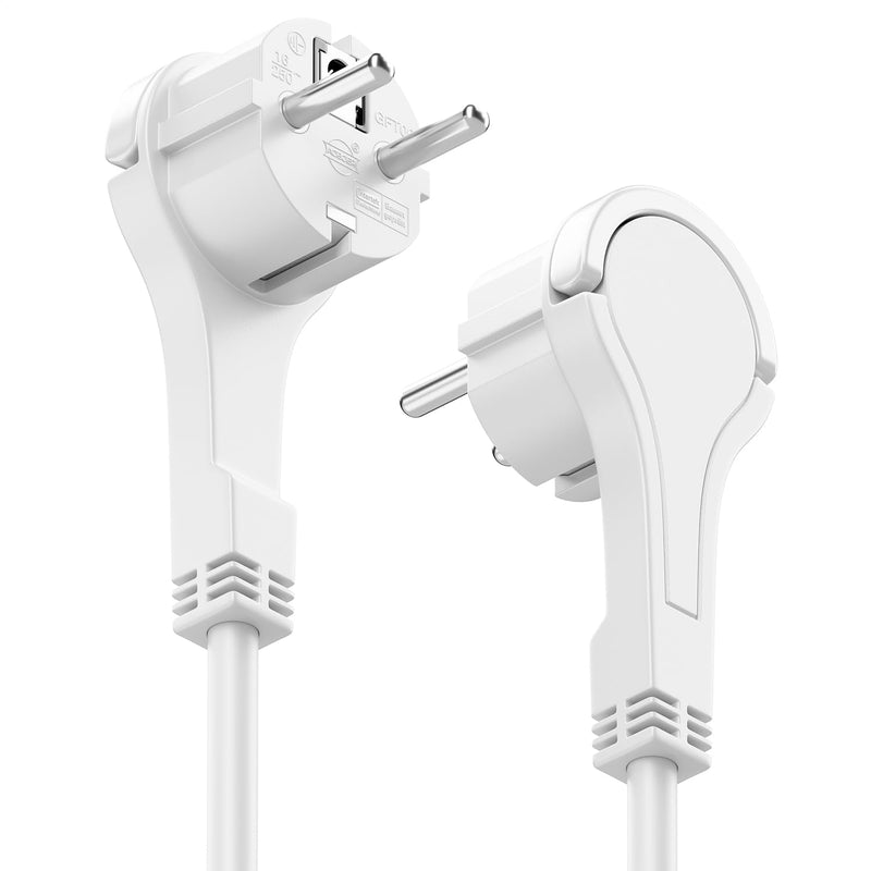 deleyCON 3.0 m Power Cable Extension Cable Flat Connector 3680 W White | Protective contact power cable extension for household, office and multimedia 3M