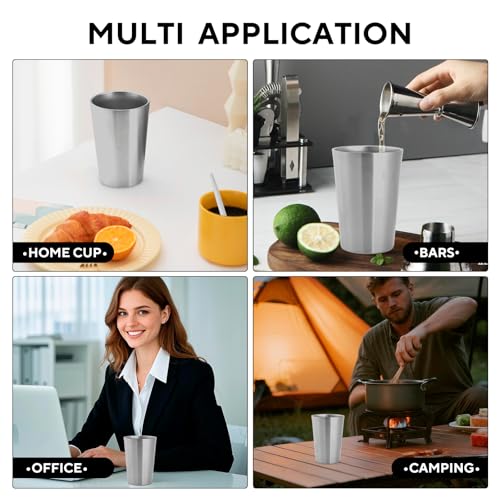 5 Pcs 12 oz Small Metal Cup, Double Wall Vacuum Stainless Steel Insulated Cup, Reusable Camping Cups Unbreakable Indoor Outdoor for Party, Home, Office, BBQ, Silver 12oz