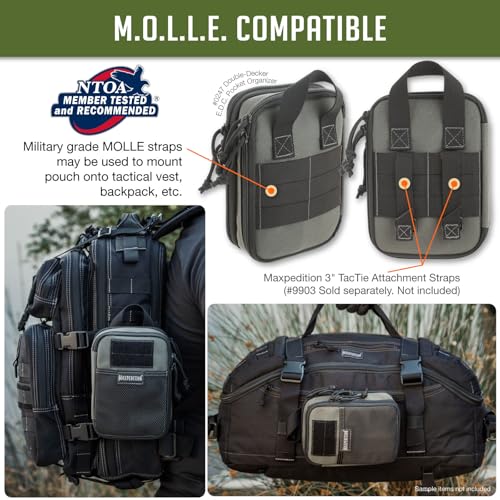 Maxpedition Double-Decker tactical tool pouch in wolf gray, 5 x 7 inch EDC pocket organizer