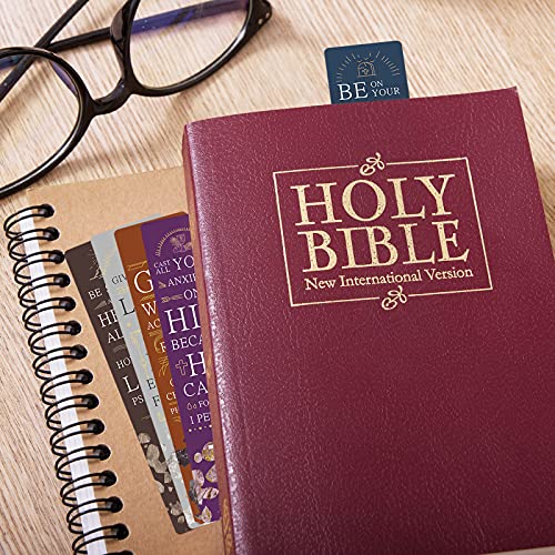 48 Pieces Bible Verses Bookmarks with Cross Cutout Design – Laminated Book Markers with Storage Box, Great Religious Christian Gift for Men, Women, Kids, Reading Reward, Church Supplies